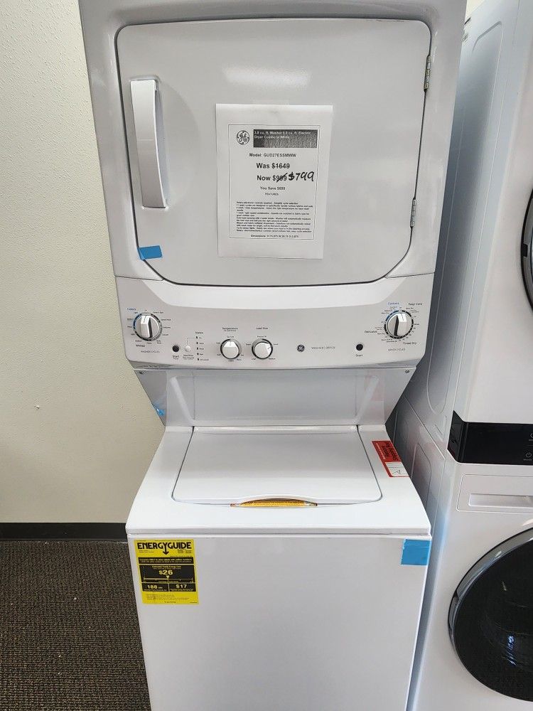 3.8 cu. Washer 5.9 cu. ft. Electric Dryer Combo in White