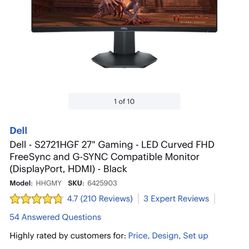 Dell 27” Gaming LED Curved 144 Hz