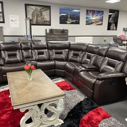 Brown Sofa Sectional With Recliners 