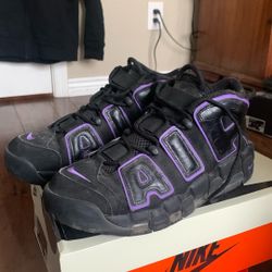 Nike Uptempos Black and Purple