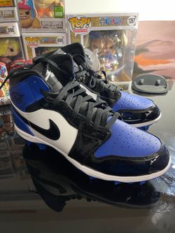 Nike Jordan 1 Retro MCS Baseball Cleats Game Royal Blue Black Men's Size 11.5