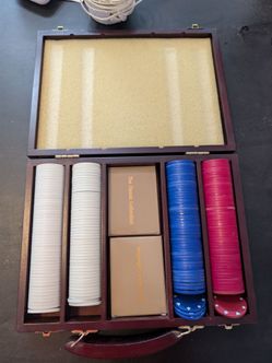 Poker set on wood case