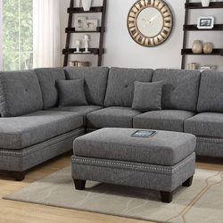 Brand New Dark Grey Sectional Sofa (Ottoman Sold Separately)