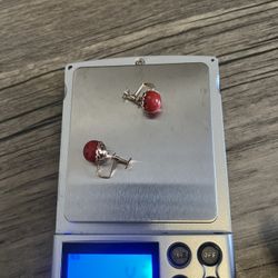 14k Yellow Gold Coral Screw On earrings