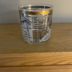 RARE .. Dow Jones 10 Year Cocktail Old Fashion Glass Cera - Neiman Marcus NICE