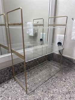 3-Tier Gold & Clear Acrylic Bathroom Countertop Organizer