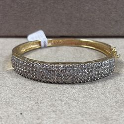 Gold Diamond Bangle Bracelet 