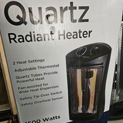 New 1500-Watt Black Electric Tower Quartz Infrared Space Heater with Thermostat
