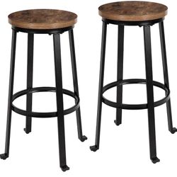 Bar Stools for Kitchen - 29" Pub Height Chairs with Metal Frame - Backless Barstools - Set of 2
