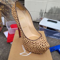 CHRISTIAN LOUBOUTIN Ponyhair Animal Print Pumps Size: 9