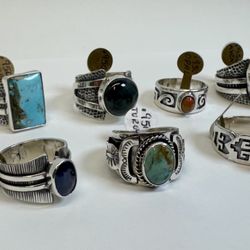 High Quality .950 Men’s Silver Rings With Natural Stones (Handcrafted In Taxco México)