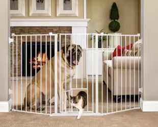 Extra Tall Walk-Through Gate with Small Pet Door