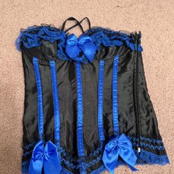 New Small Black Blue Lace Corset Renaissance Dress Costume Victorian 