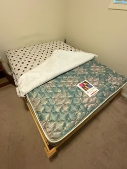 Full Size Mattress & Wooden Platform Bed Frame – Moving Sale