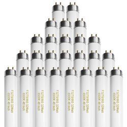 25 Pack T8 Fluorescent Bulbs 4 Foot, F32T8/865 Fluorescent Light Bulb 48 Inch 32 Watt 6500K Daylight 2500 Lumens G13 Base