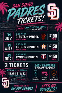 Padre Friday Game Tix -2 Available each game
