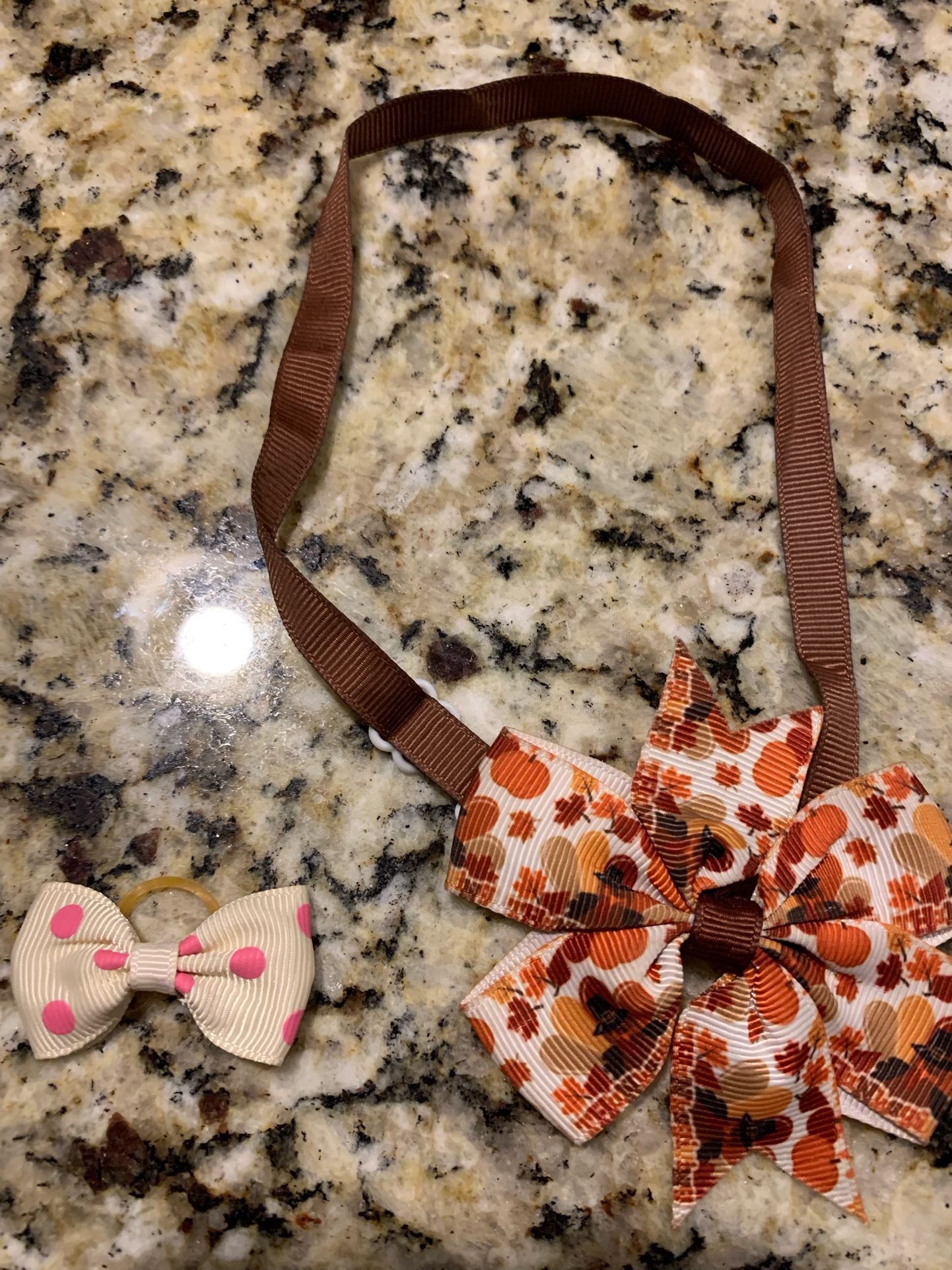 Two Small Dog Bows For The Collar & One For Their Hair In Different Designs