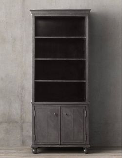 RH RESTORATION HARDWARE ANNECY METAL-WRAPPED DOUBLE-DOOR SIDEBOARD & OPEN HUTCH