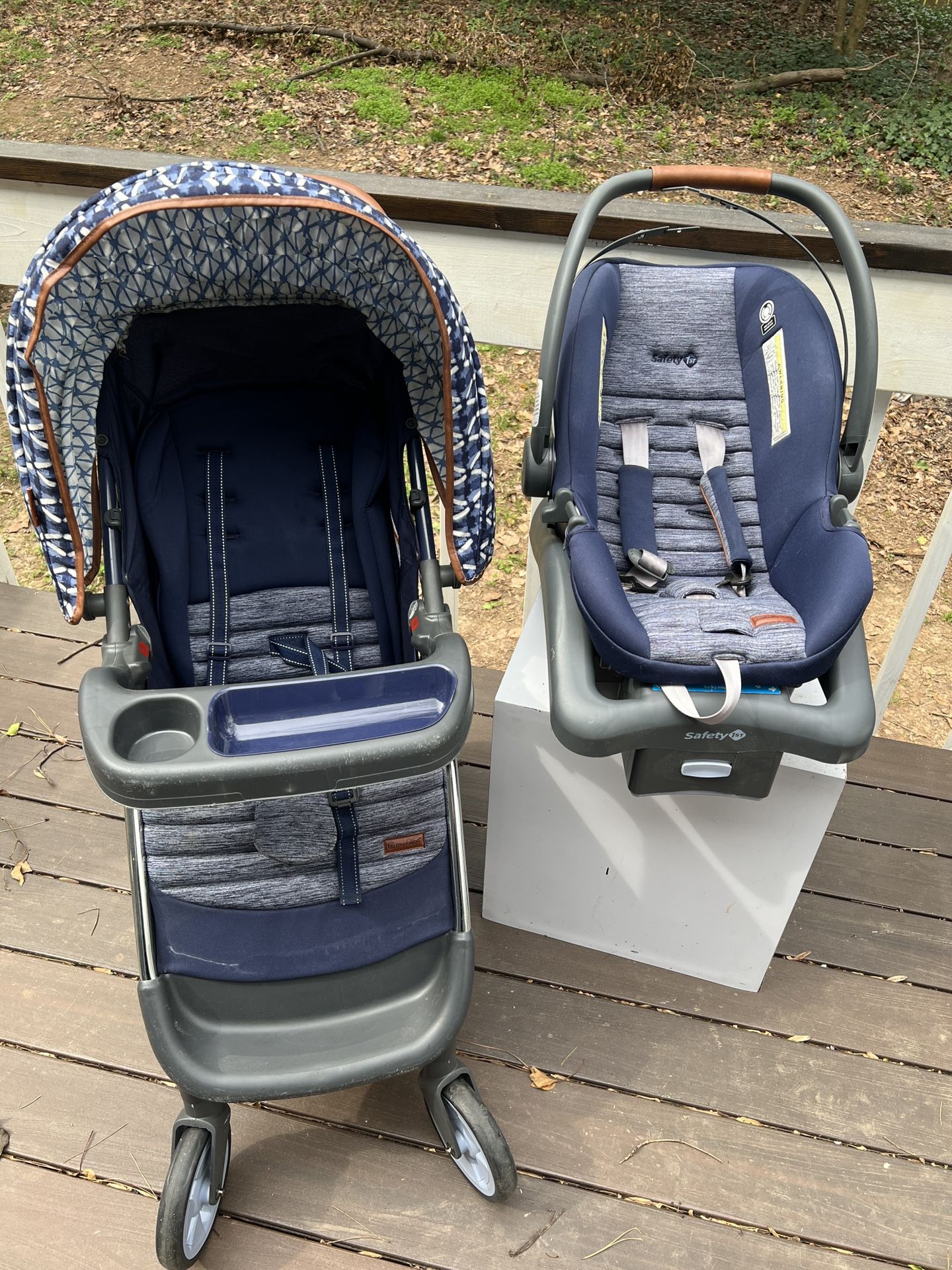 Monbebe Blaze Travel System Stroller and Infant Car Seat Blue Boho