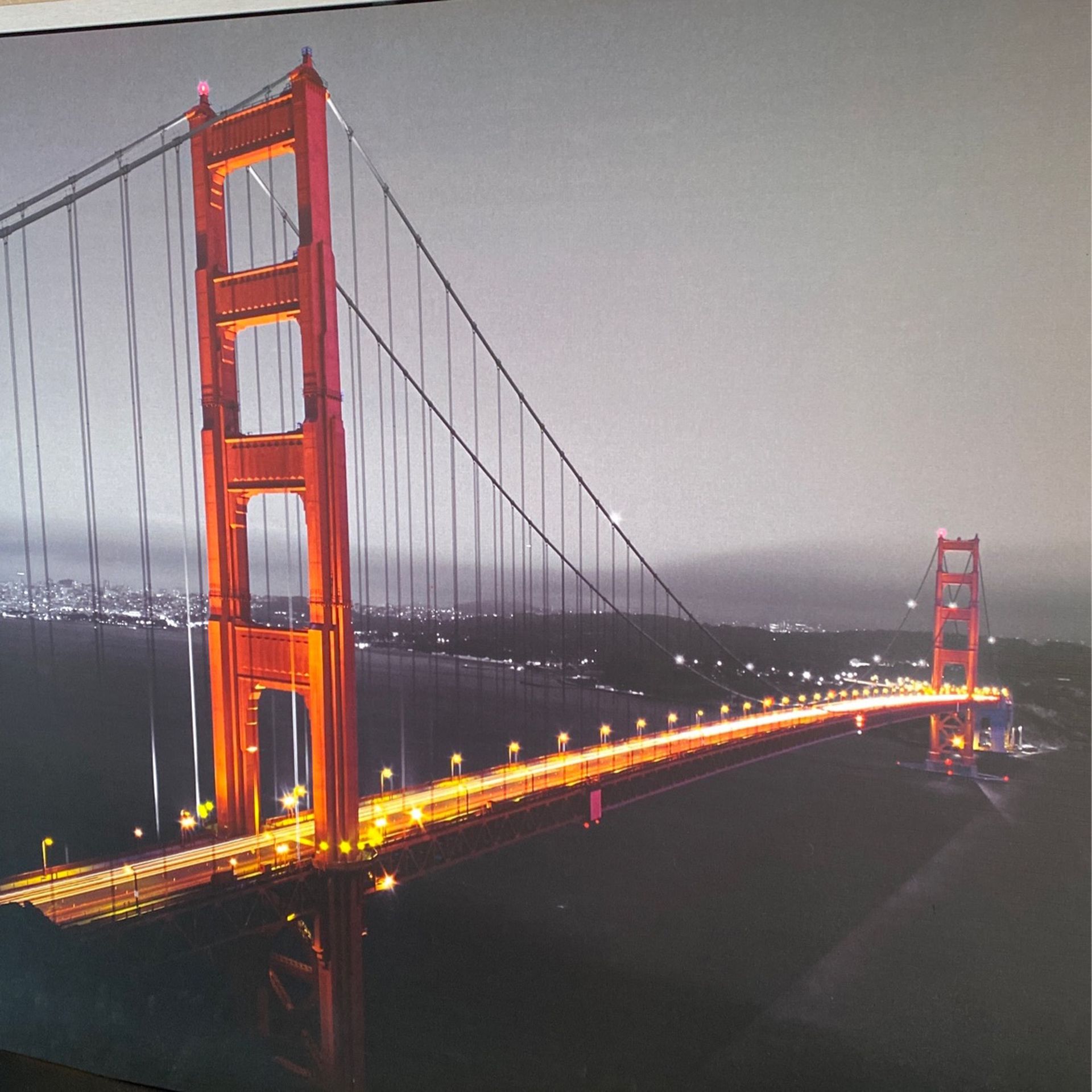 Large Framer Canvas Photo Of Golden Gate Bridge - Good Condition No Rips