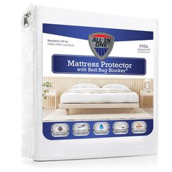 All-in-One Mattress Protector, Zippered Encasement Water & Stain Resistant White