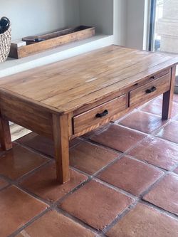 Rustic solid pine antique coffee table