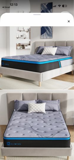 12” Queen hybrid cooling gel memory foam mattress .