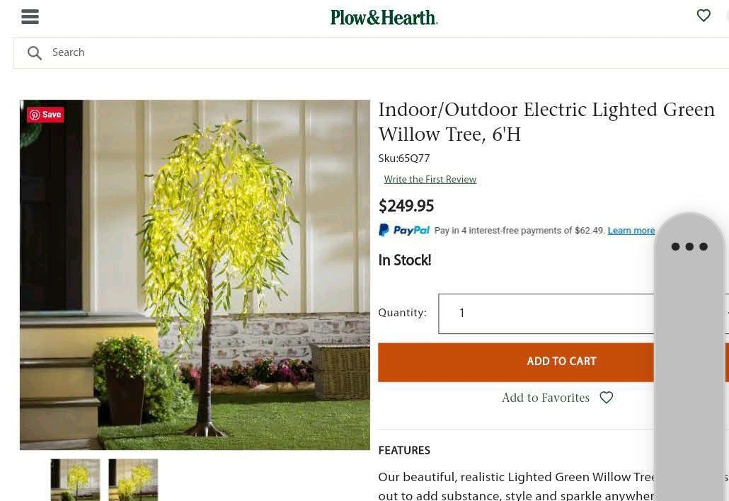 Outdoor Indor Led Willow Tree 6 Inc