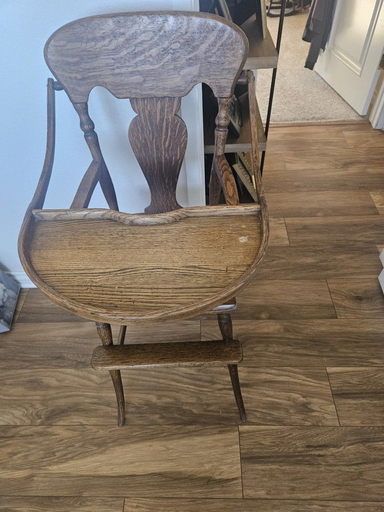 Antique High Chair With Cane Seat 