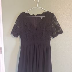 Lulus Angel In Disguise Black Lace Skater Dress