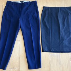 J Crew Navy Pants/ Ann Taylor black skirt Size 14 TOGETHER  or SEPARATELY