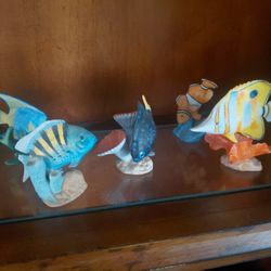 6 Franklin Mint Jeweld Tropical Fish 