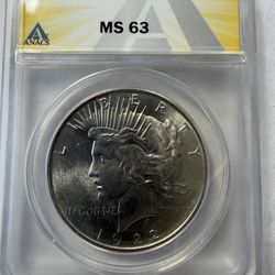 1922 Peace Silver Dollar $1 – ANACS MS63 – Brilliant Uncirculated U.S. Coin