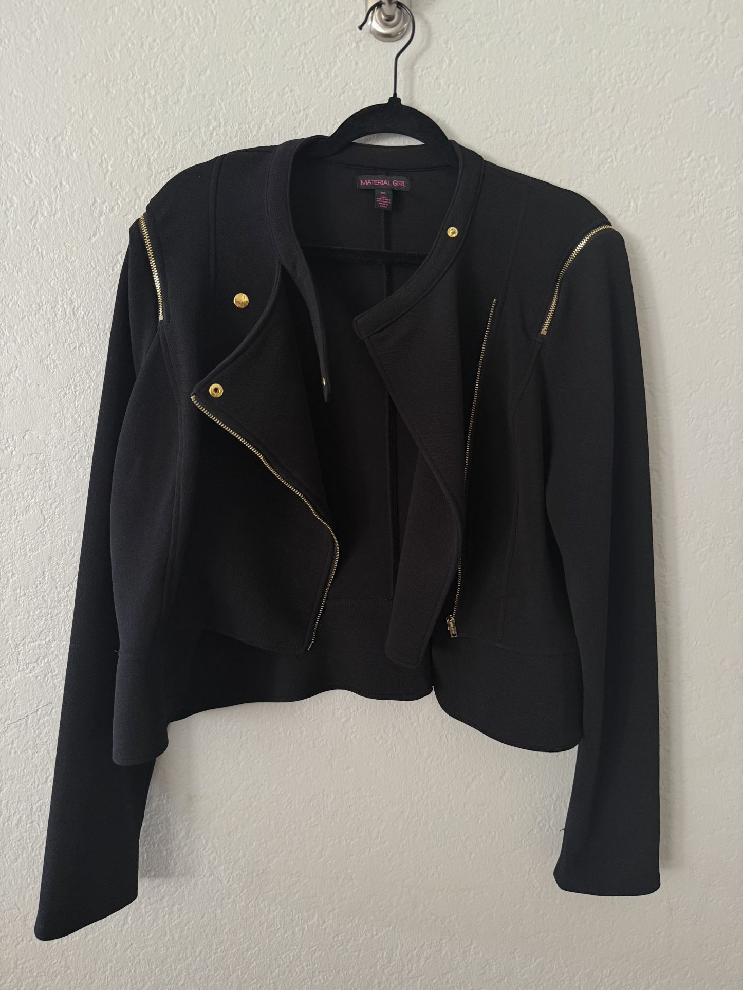 Black Blazer Jacket With Gold Zippers