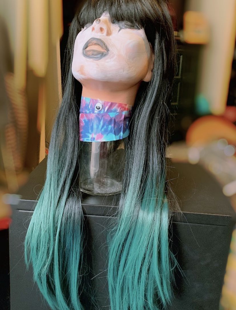 Fashion Wig Long Hair With Bangs Turquoise Ombré