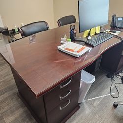 Cherry Wood Desk With Glass