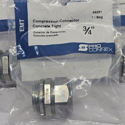 The Sigma Pro Connex 3/4" EMT Compression Connectors are high-quality zinc-plated steel fittings designed for electrical metallic tubing (EMT). With a