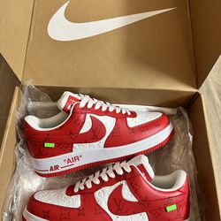 AUTHENTIC Louis Vuitton Nike Air Force 1 Low By Virgil Abloh White Red SIZE  9 men Brand New. for Sale in Fort Lee, NJ - OfferUp