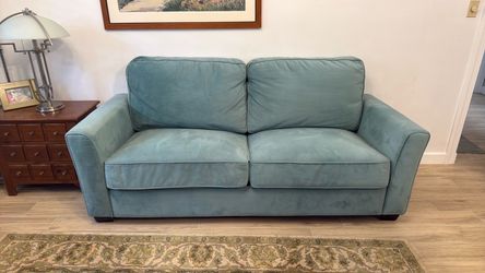 Teal Blue Microfiber Loveseat Sofa