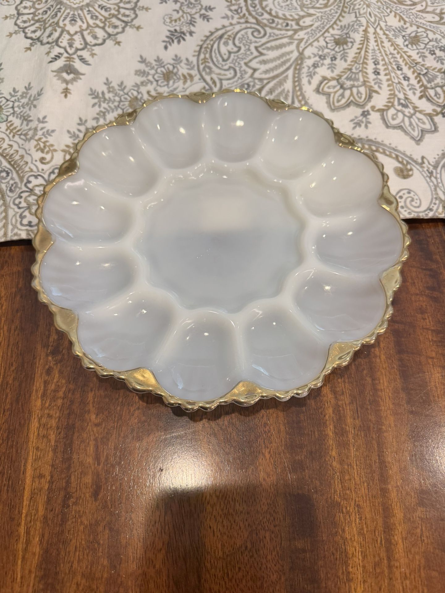 Vintage Milk Glass Deviled Egg Plate