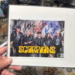 Scorpions Rock Band Autographed 8 X 10 Card