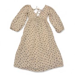 Urban Outfitters bohemian cream floral Colton Plunging Tie-Back Midi Dress