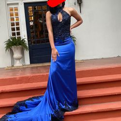 royal blue custom prom dress