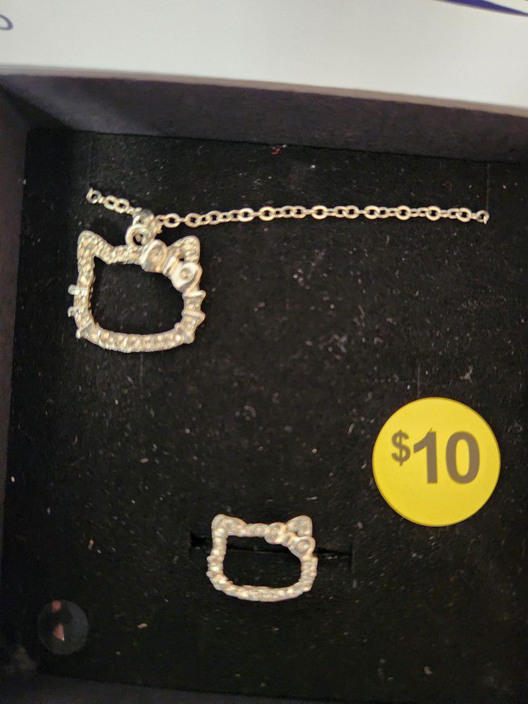 Hello Kitty Necklace And Ring Set
