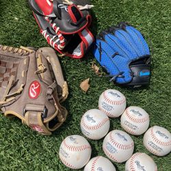 Kids Rawlings/Franklin Baseball Gloves + Balls ⚾️ 