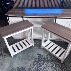 Farmhouse White End Tables – Set of 2 – Excellent Condition