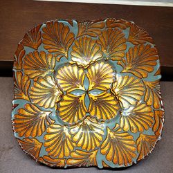 Multi Colored Iridescence Ruffled Bowl 