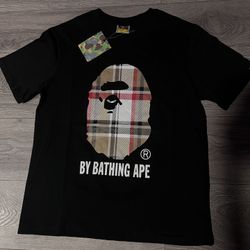 black burberry x bape shirt. size large