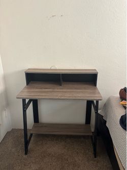 Desk with storage and shelf