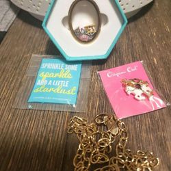 Origami Owl Gold Looking Glass Locket Set